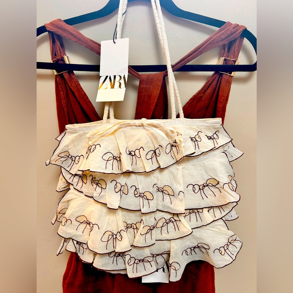 Ruffled playful ant print cloth bag